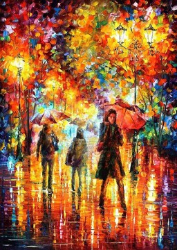 Red Yellow Trees Autumn by Knife 05 Oil Paintings